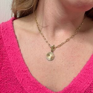 Gold Circular Pendant Necklace
